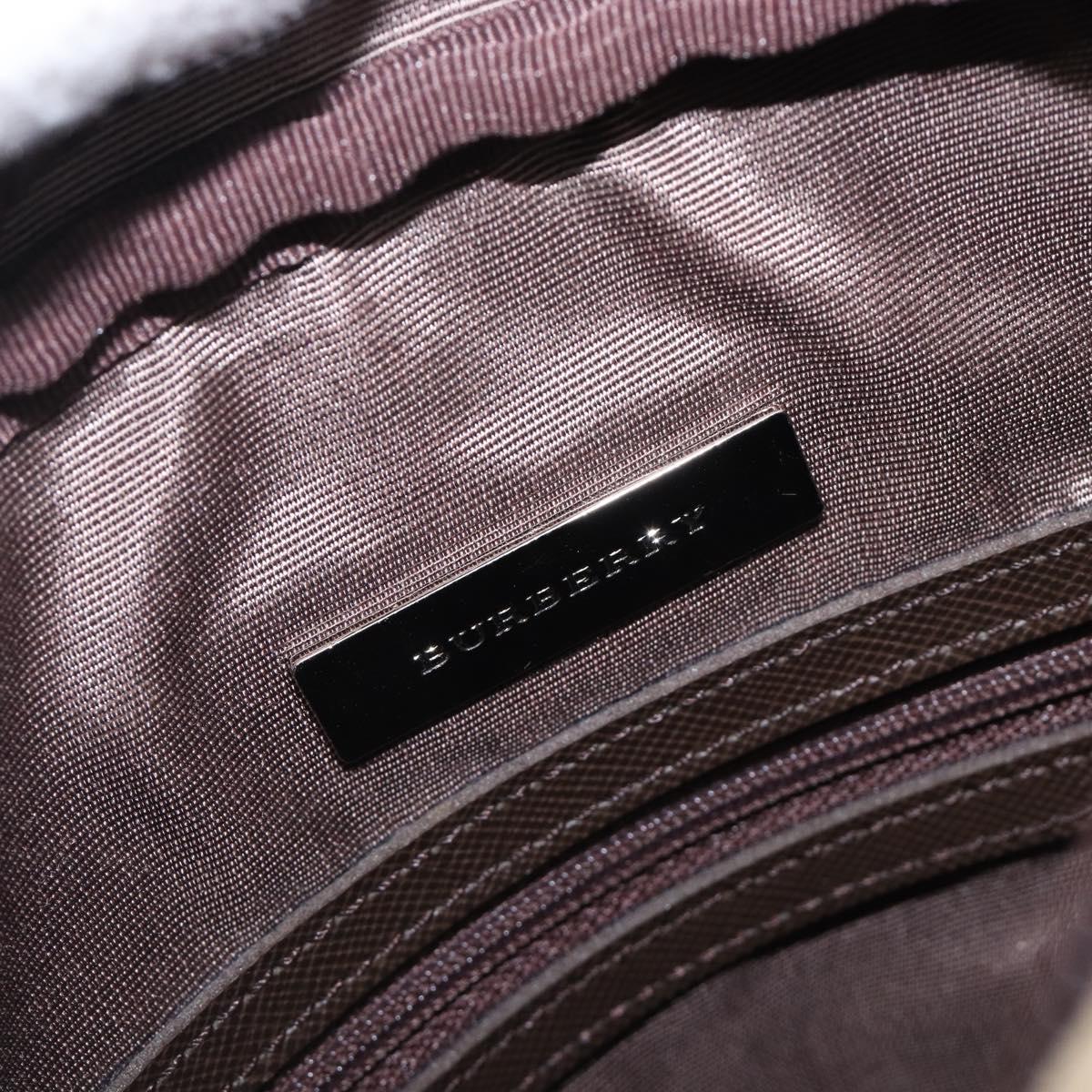 BURBERRY Nova Check Shoulder Bag Canvas Beige Silver Auth 200675