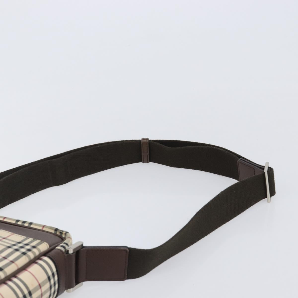 BURBERRY Nova Check Shoulder Bag Canvas Beige Silver Auth 200675