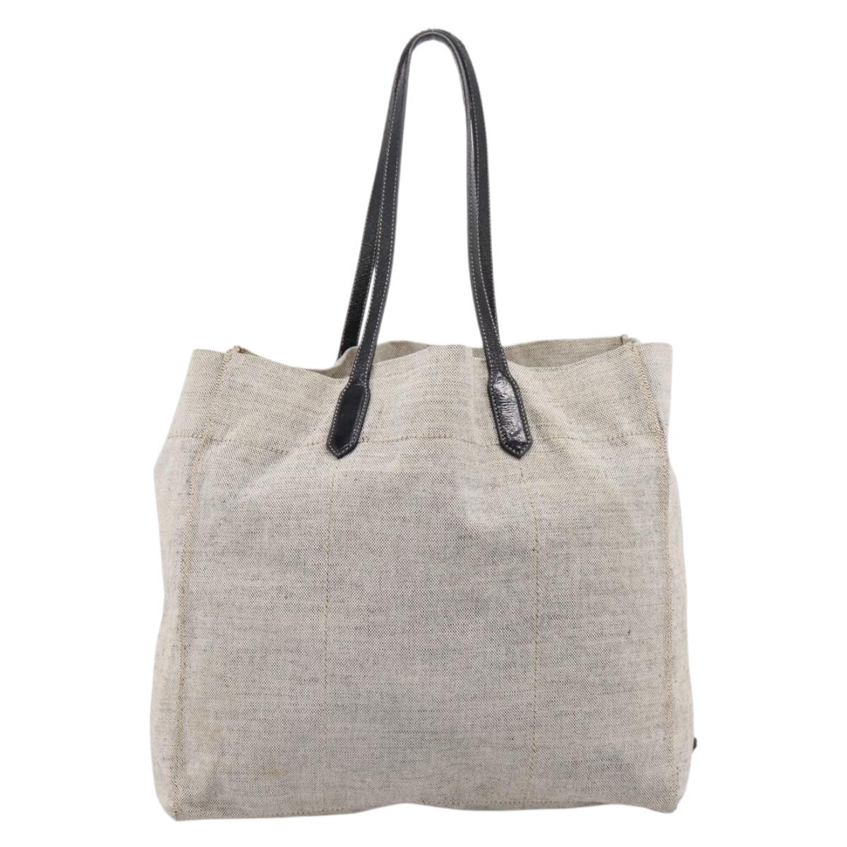 PRADA Tote Bag Canvas Gray Auth 200676