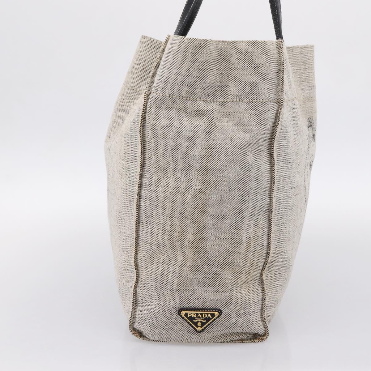PRADA Tote Bag Canvas Gray Auth 200676
