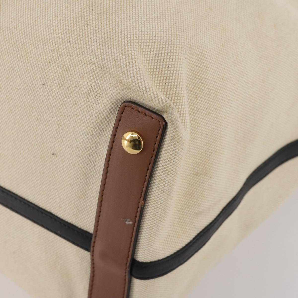 BURBERRY Tote Bag Canvas Beige Gold Auth 200677A