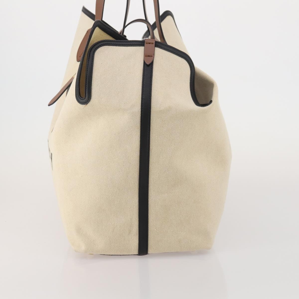 BURBERRY Tote Bag Canvas Beige Gold Auth 200677A