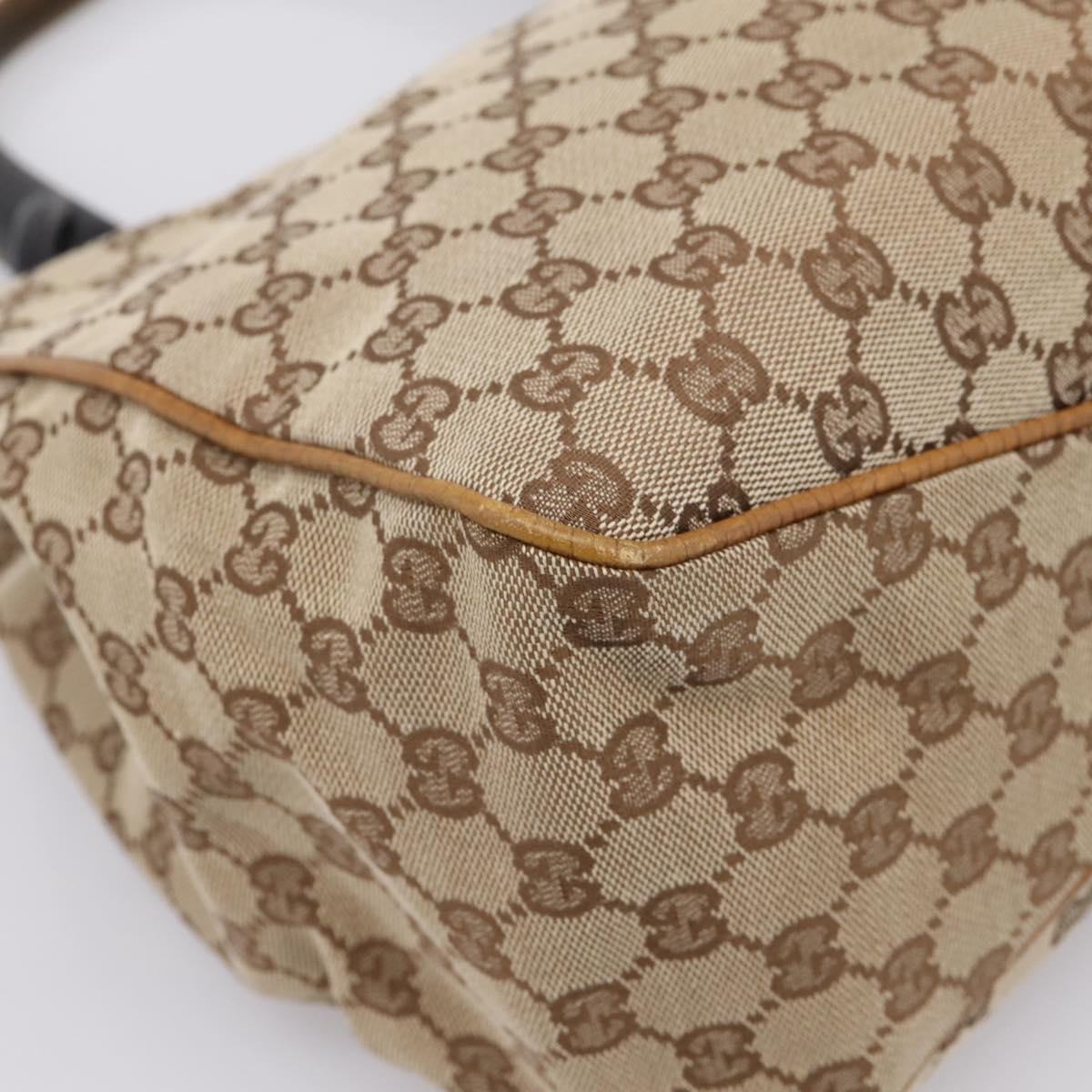 GUCCI GG Canvas Wood Handle Hand Bag Canvas Beige 106494 Auth 200679V