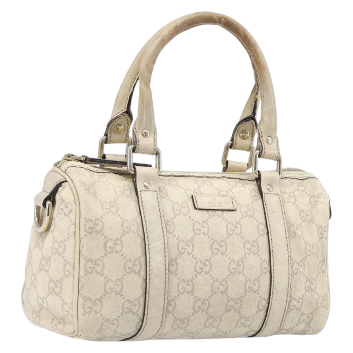 GUCCI GG Canvas Guccissima Boston Bag Leather Ivory Gold 193604 Auth 200681