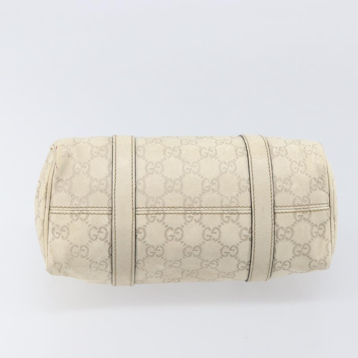 GUCCI GG Canvas Guccissima Boston Bag Leather Ivory Gold 193604 Auth 200681