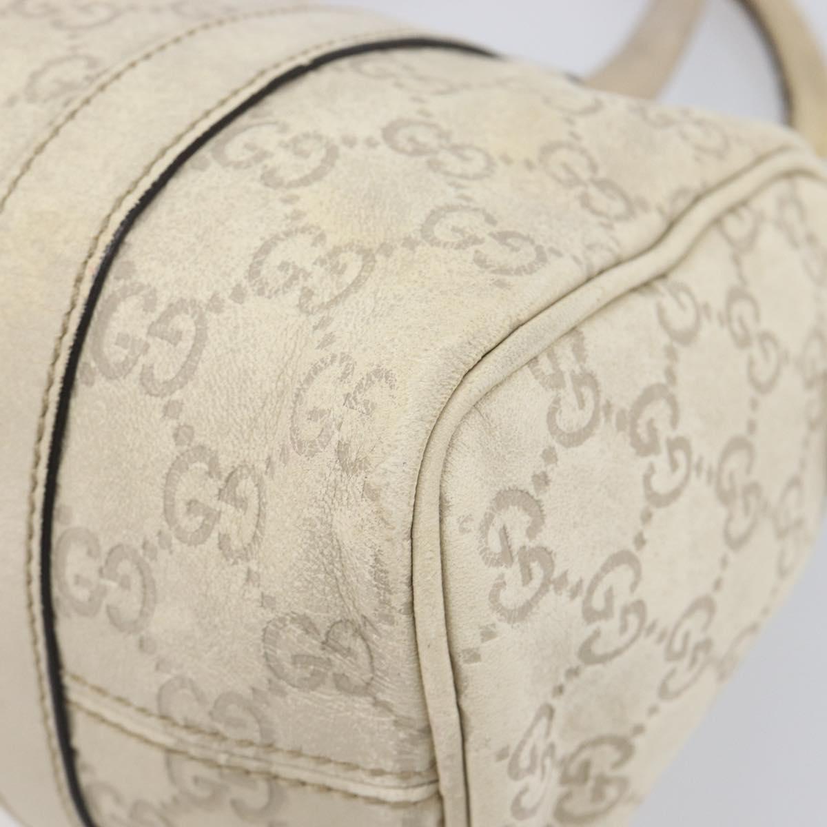 GUCCI GG Canvas Guccissima Boston Bag Leather Ivory Gold 193604 Auth 200681