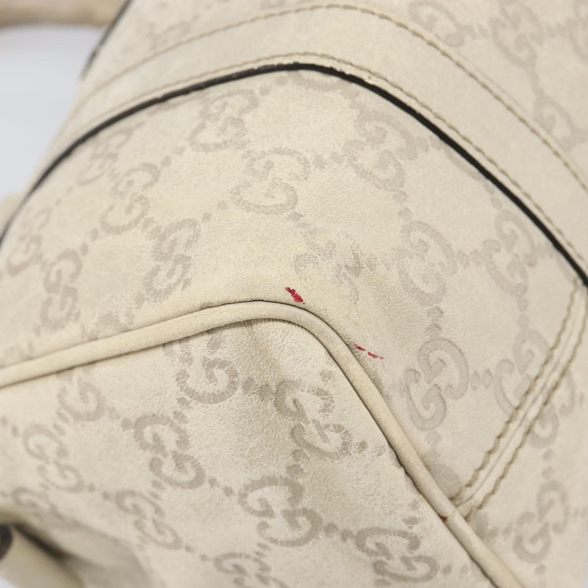GUCCI GG Canvas Guccissima Boston Bag Leather Ivory Gold 193604 Auth 200681