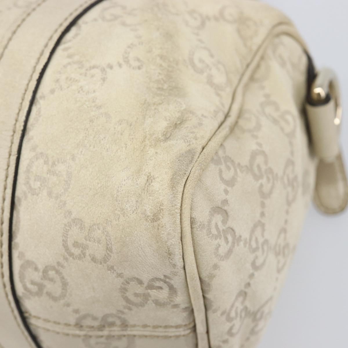 GUCCI GG Canvas Guccissima Boston Bag Leather Ivory Gold 193604 Auth 200681