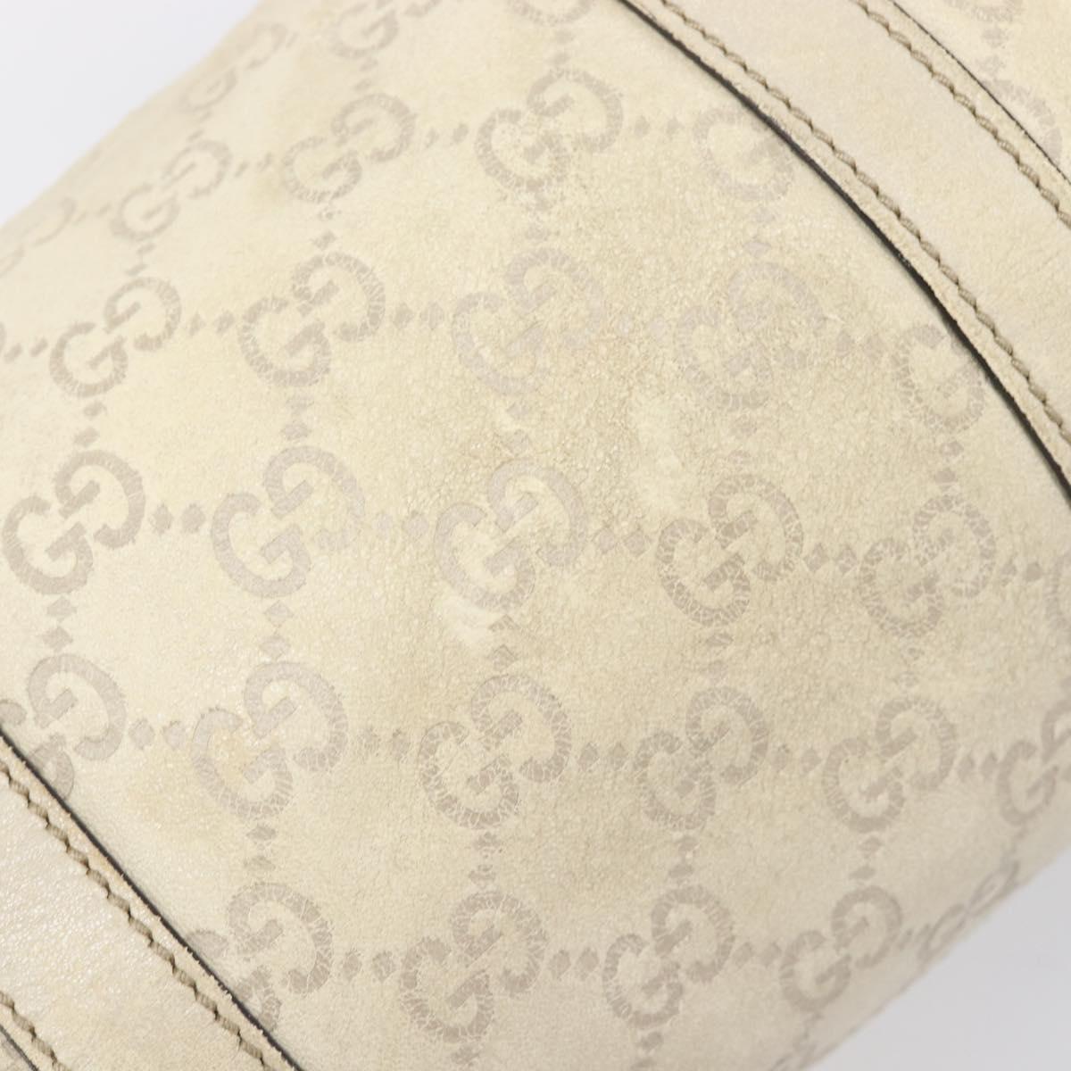 GUCCI GG Canvas Guccissima Boston Bag Leather Ivory Gold 193604 Auth 200681