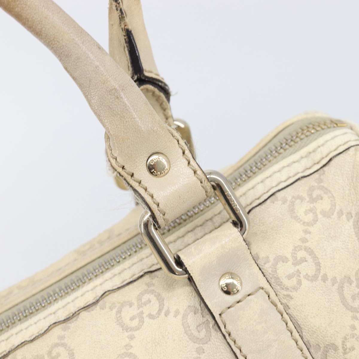 GUCCI GG Canvas Guccissima Boston Bag Leather Ivory Gold 193604 Auth 200681
