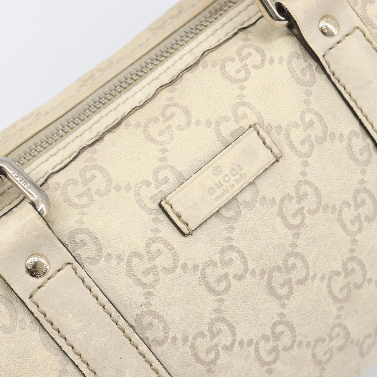 GUCCI GG Canvas Guccissima Boston Bag Leather Ivory Gold 193604 Auth 200681