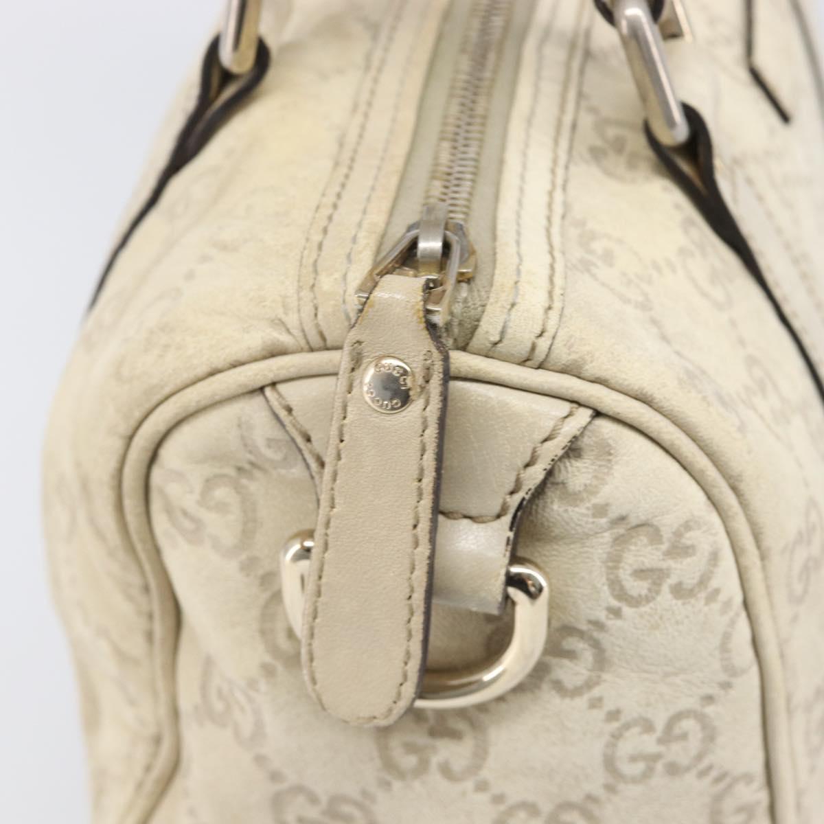 GUCCI GG Canvas Guccissima Boston Bag Leather Ivory Gold 193604 Auth 200681