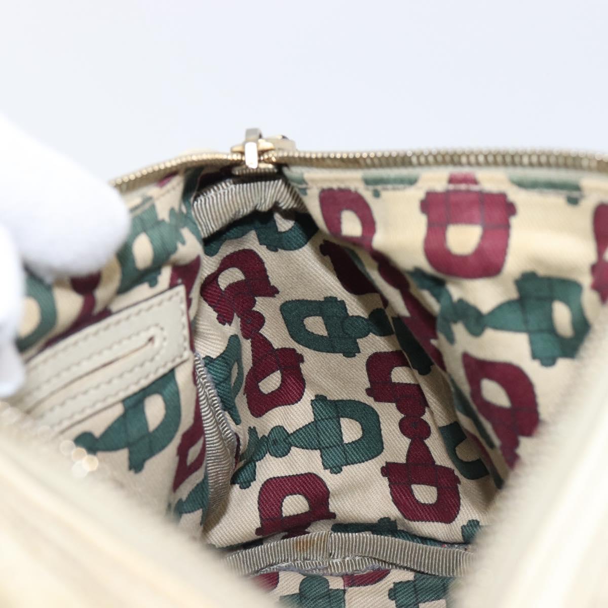 GUCCI GG Canvas Guccissima Boston Bag Leather Ivory Gold 193604 Auth 200681