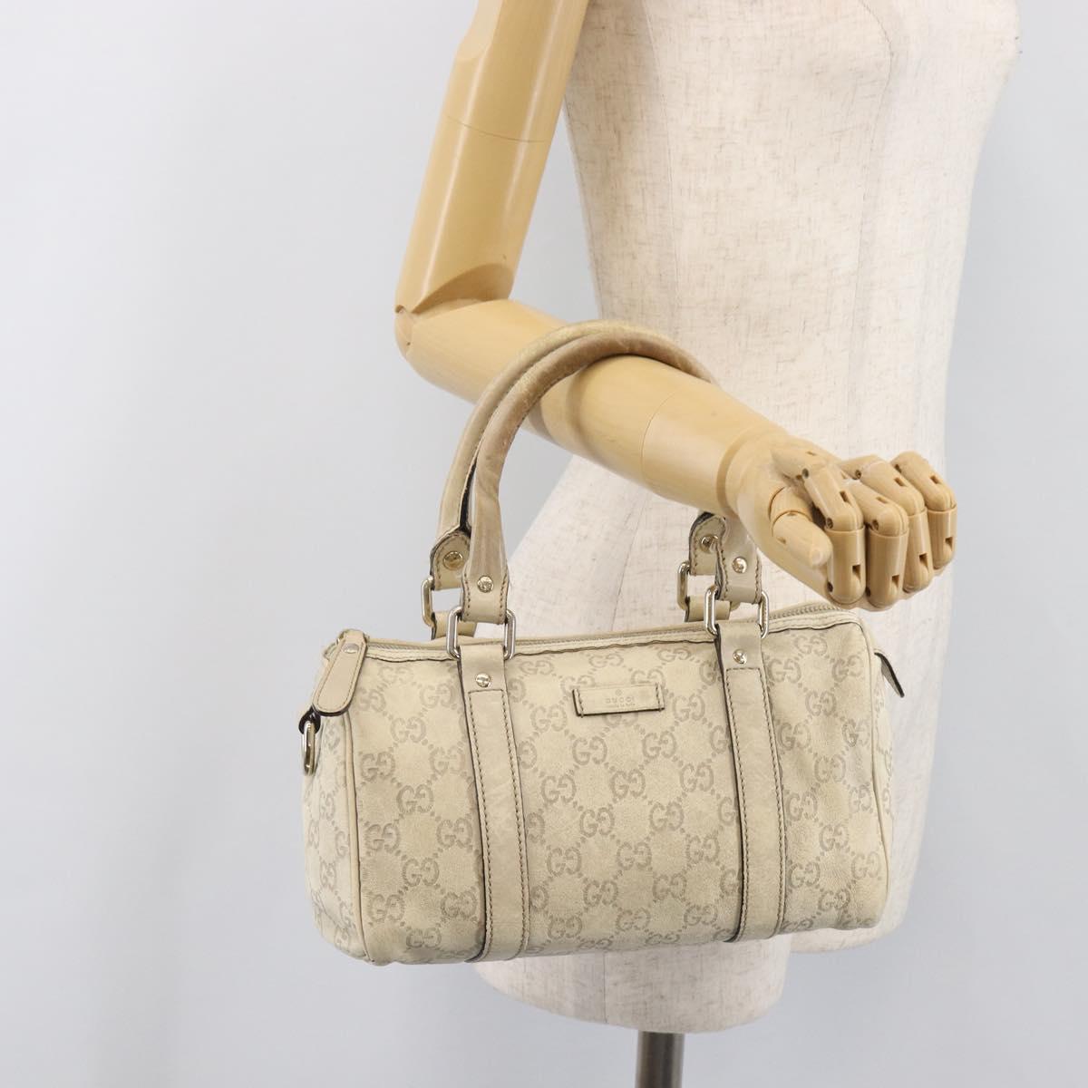 GUCCI GG Canvas Guccissima Boston Bag Leather Ivory Gold 193604 Auth 200681