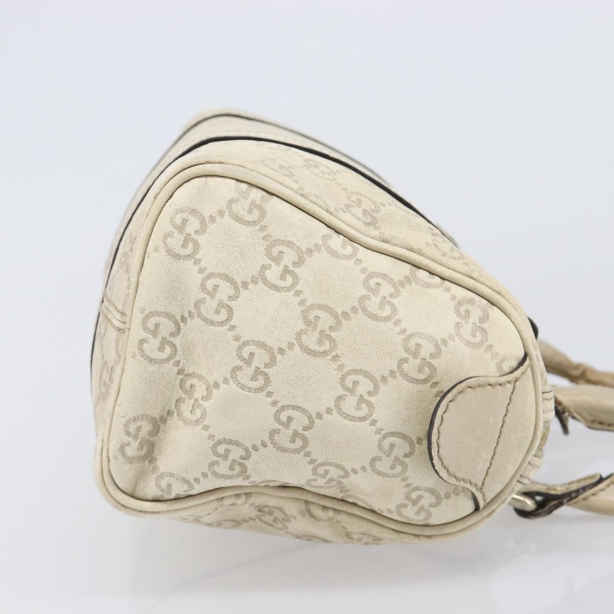 GUCCI GG Canvas Guccissima Boston Bag Leather Ivory Gold 193604 Auth 200681