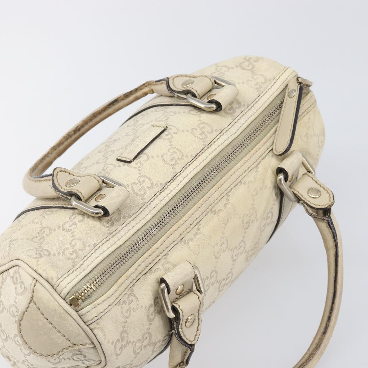 GUCCI GG Canvas Guccissima Boston Bag Leather Ivory Gold 193604 Auth 200681