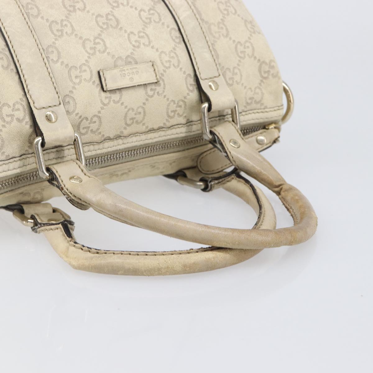 GUCCI GG Canvas Guccissima Boston Bag Leather Ivory Gold 193604 Auth 200681