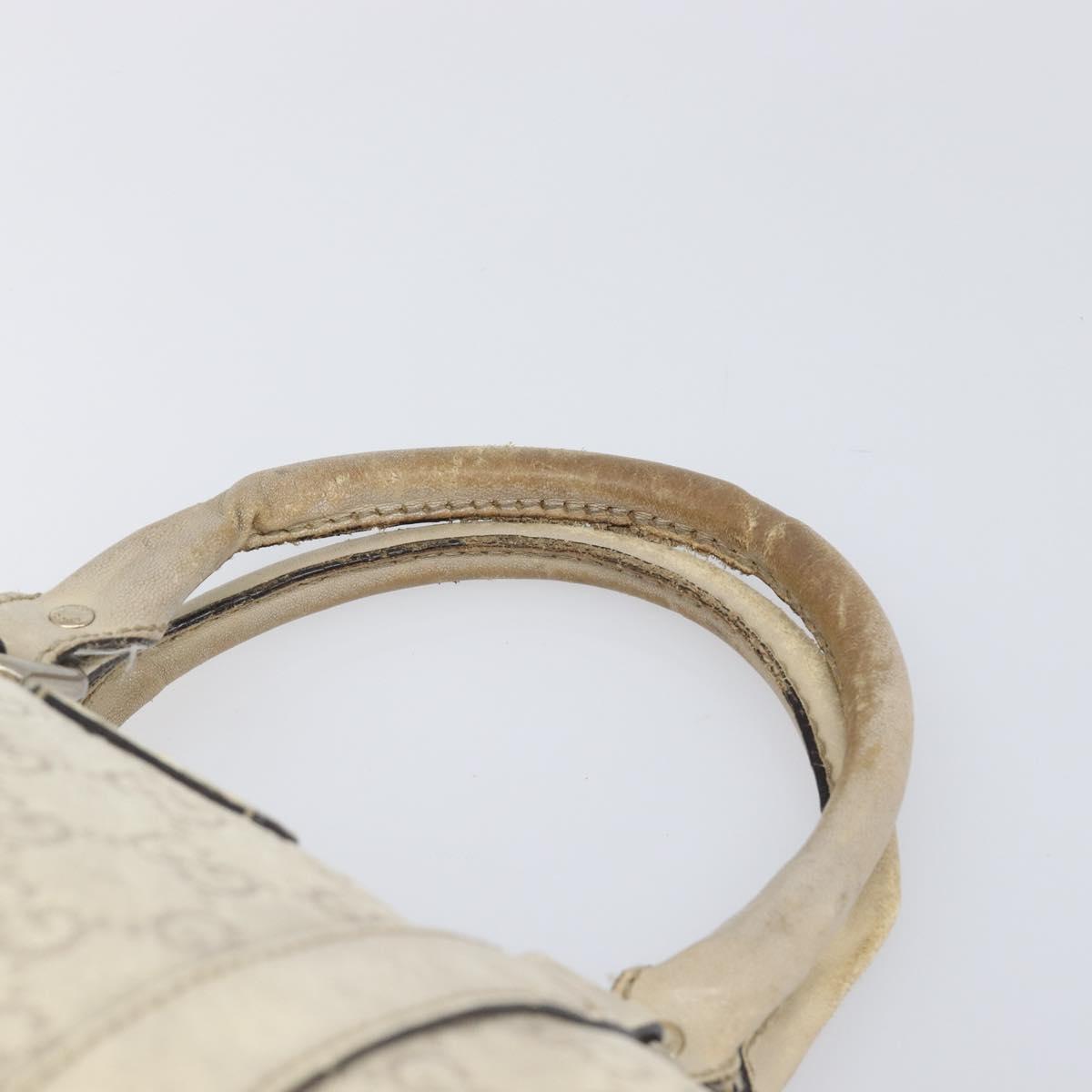 GUCCI GG Canvas Guccissima Boston Bag Leather Ivory Gold 193604 Auth 200681