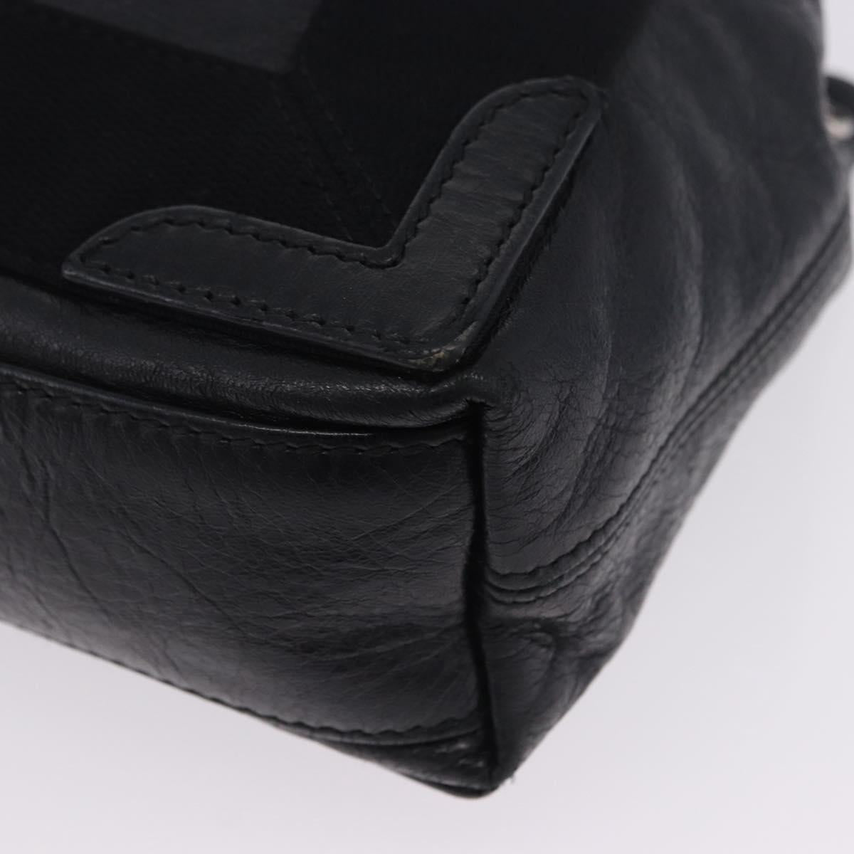 BALENCIAGA Navy Cabas XS Hand Bag Leather 2way Black Silver 542018 Auth 200682A
