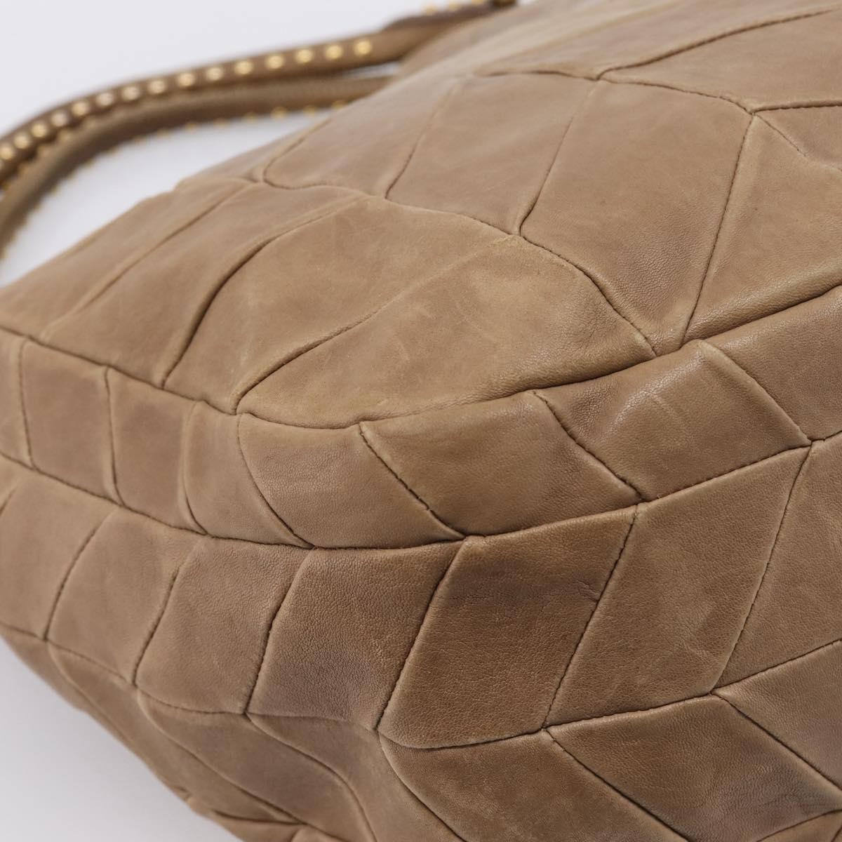 Miu Miu Tote Bag Leather Gold Brown Auth 200683A