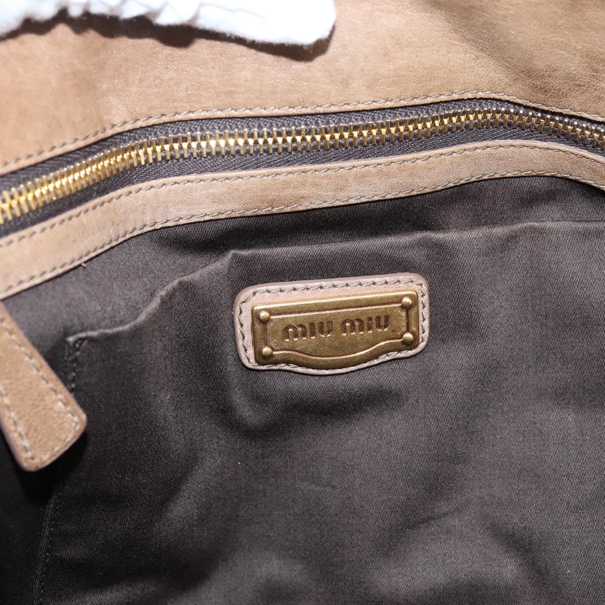 Miu Miu Tote Bag Leather Gold Brown Auth 200683A