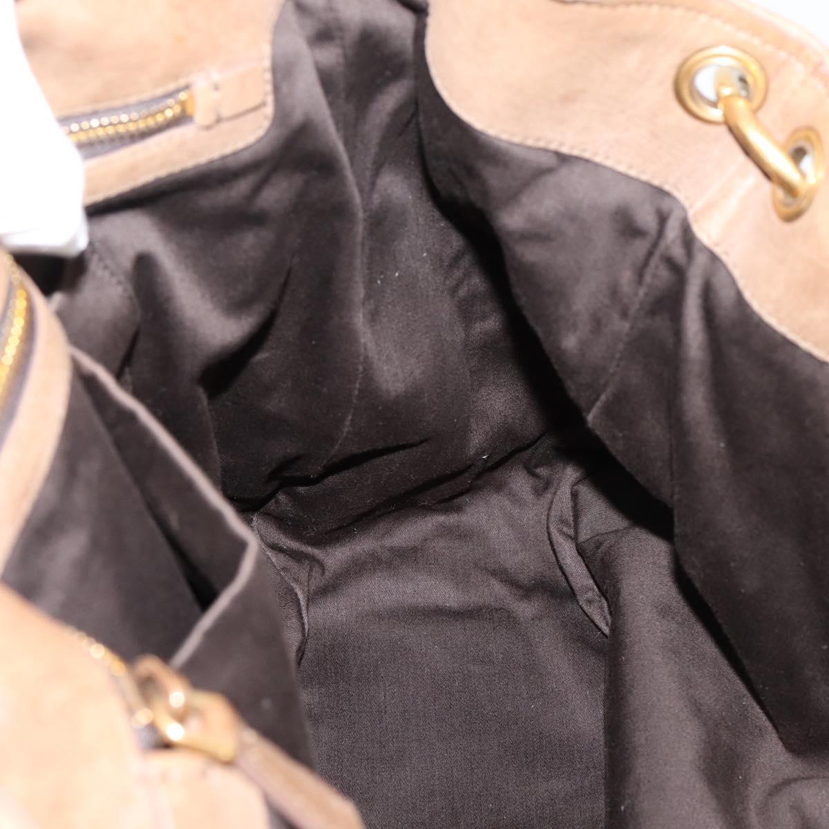 Miu Miu Tote Bag Leather Gold Brown Auth 200683A