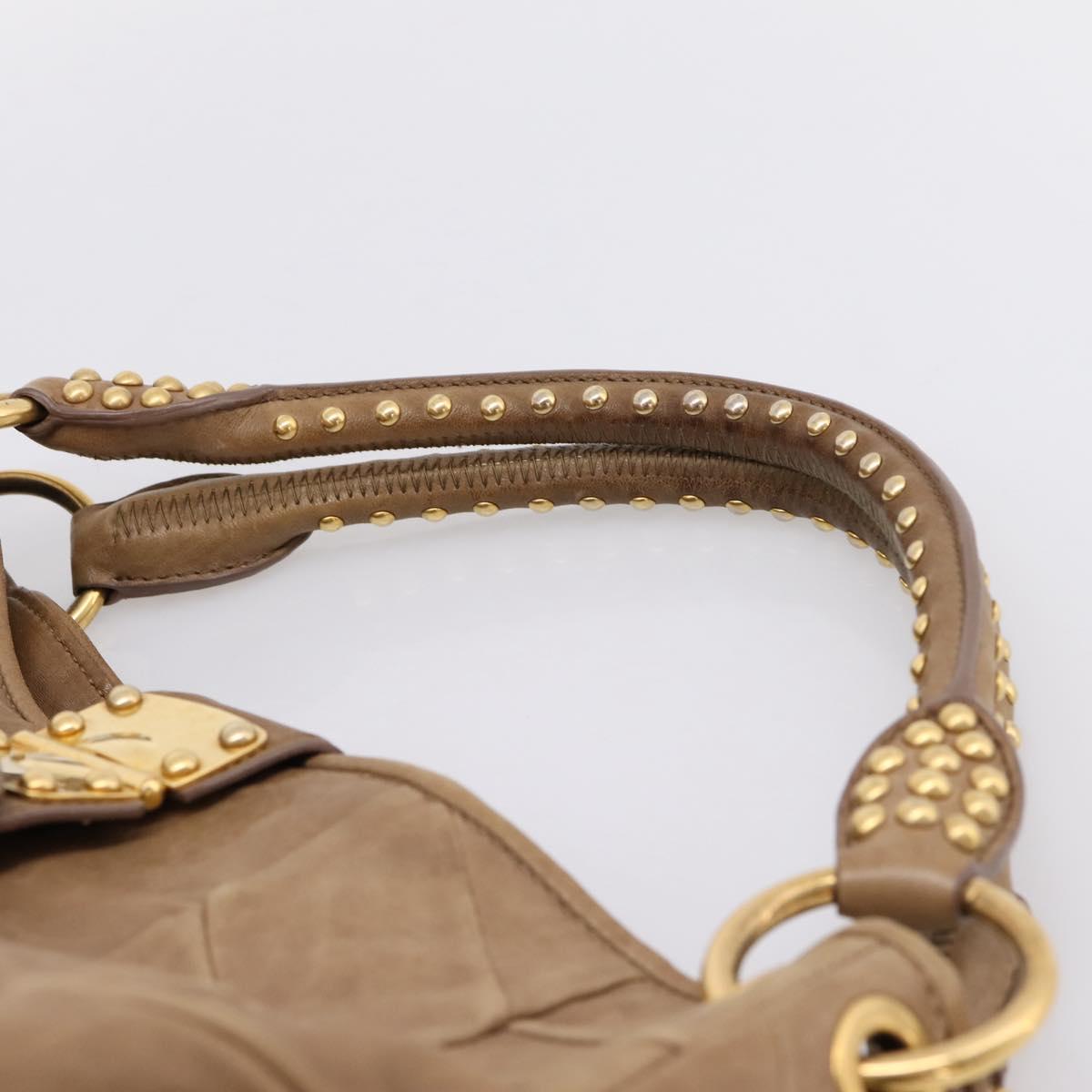 Miu Miu Tote Bag Leather Gold Brown Auth 200683A