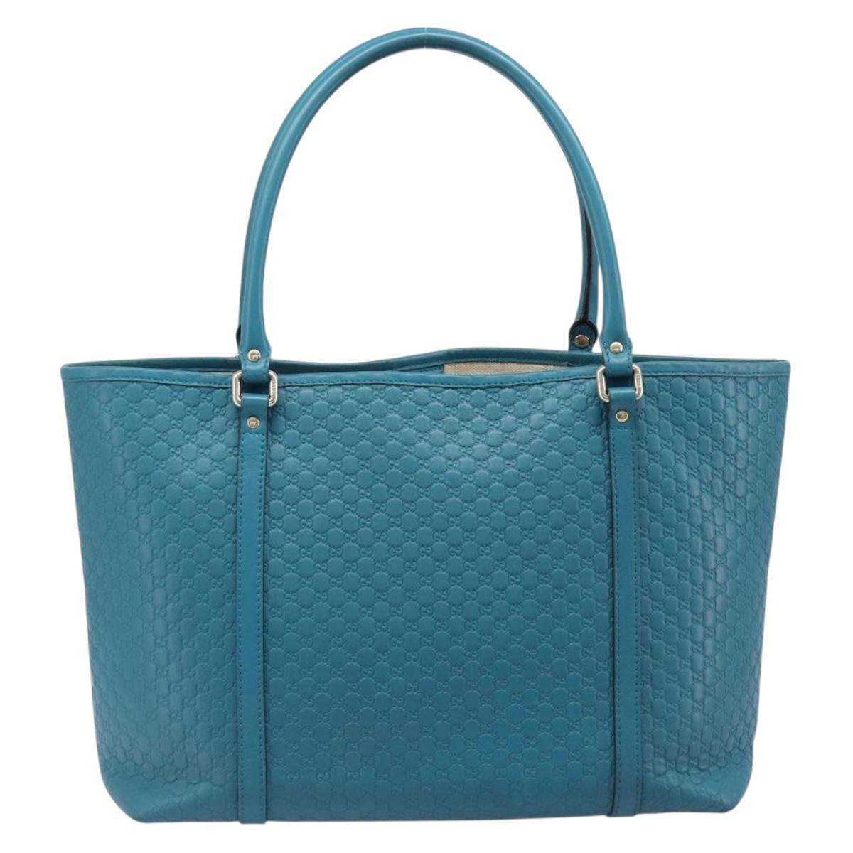 GUCCI Micro GG Canvas Guccissima Outlet Turquoise Blue 449647 Auth 200684A