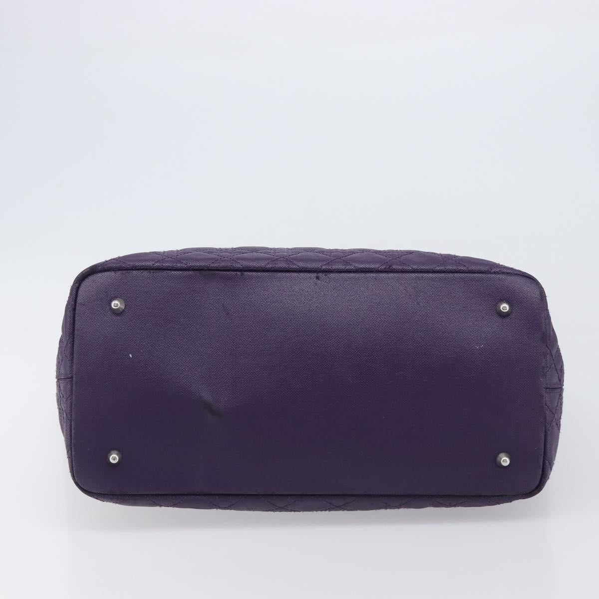 Christian Dior Canage Panarea Tote Bag Coated Canvas Purple Silver Auth 200685V
