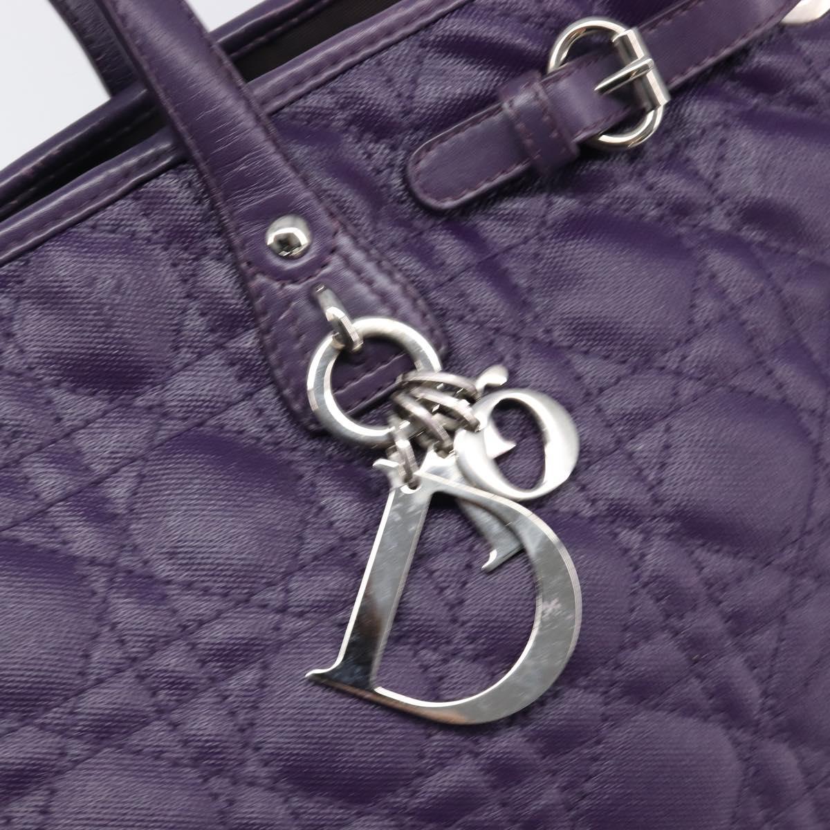 Christian Dior Canage Panarea Tote Bag Coated Canvas Purple Silver Auth 200685V