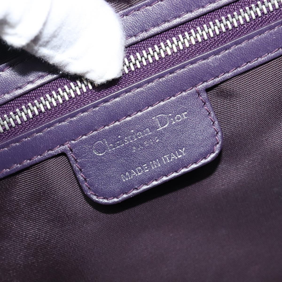 Christian Dior Canage Panarea Tote Bag Coated Canvas Purple Silver Auth 200685V