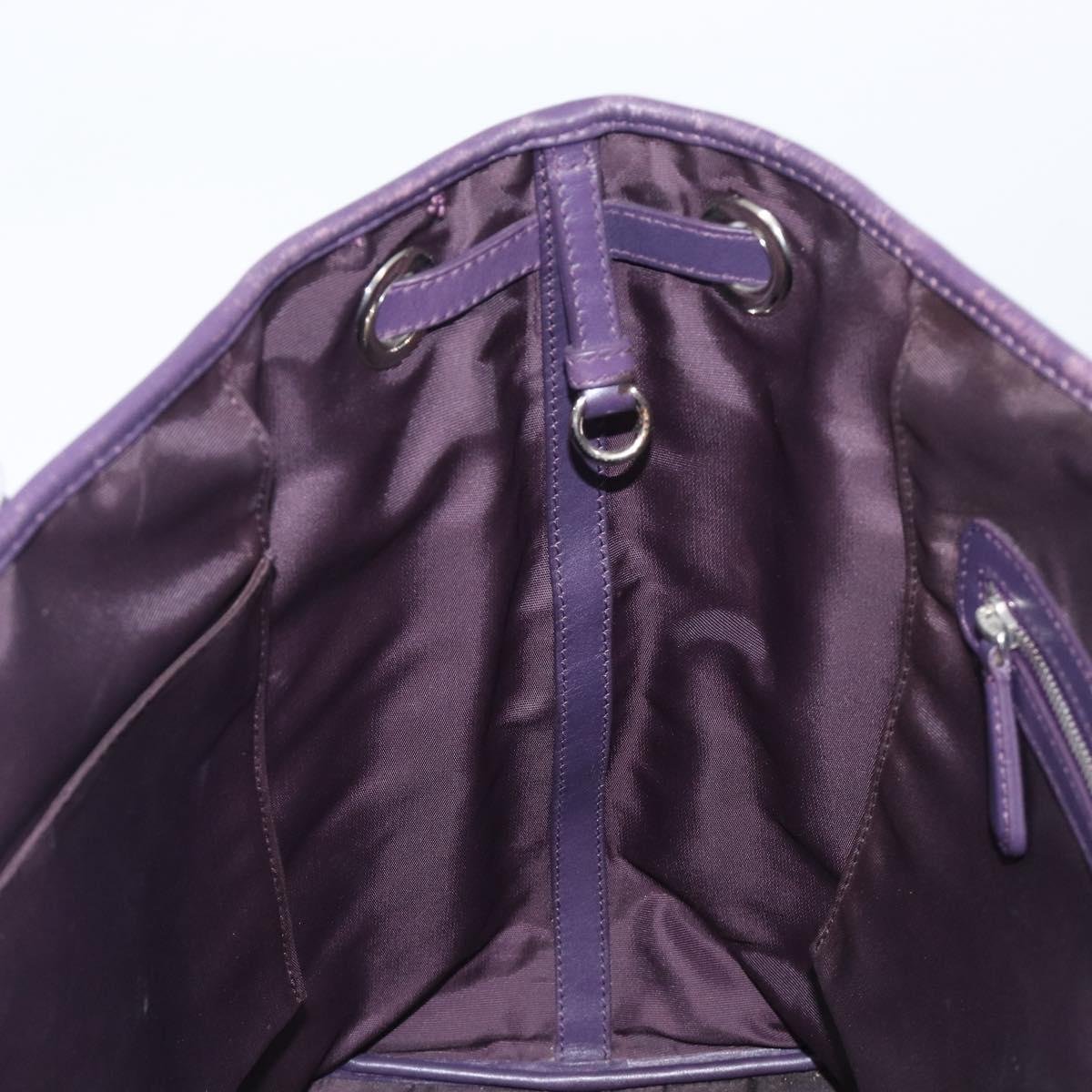 Christian Dior Canage Panarea Tote Bag Coated Canvas Purple Silver Auth 200685V