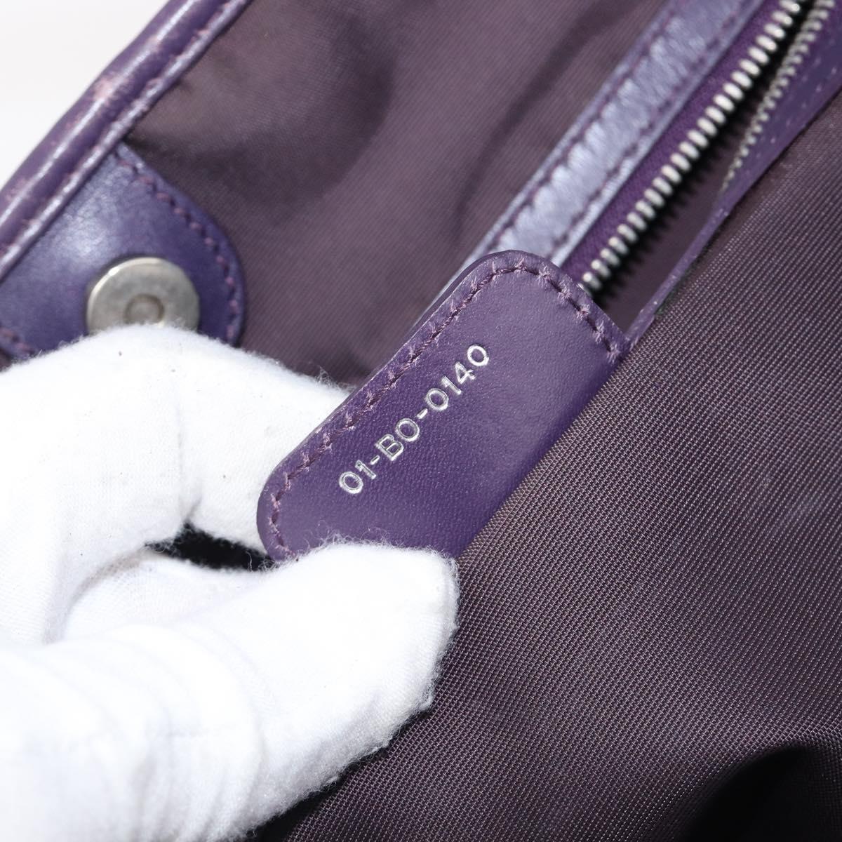 Christian Dior Canage Panarea Tote Bag Coated Canvas Purple Silver Auth 200685V