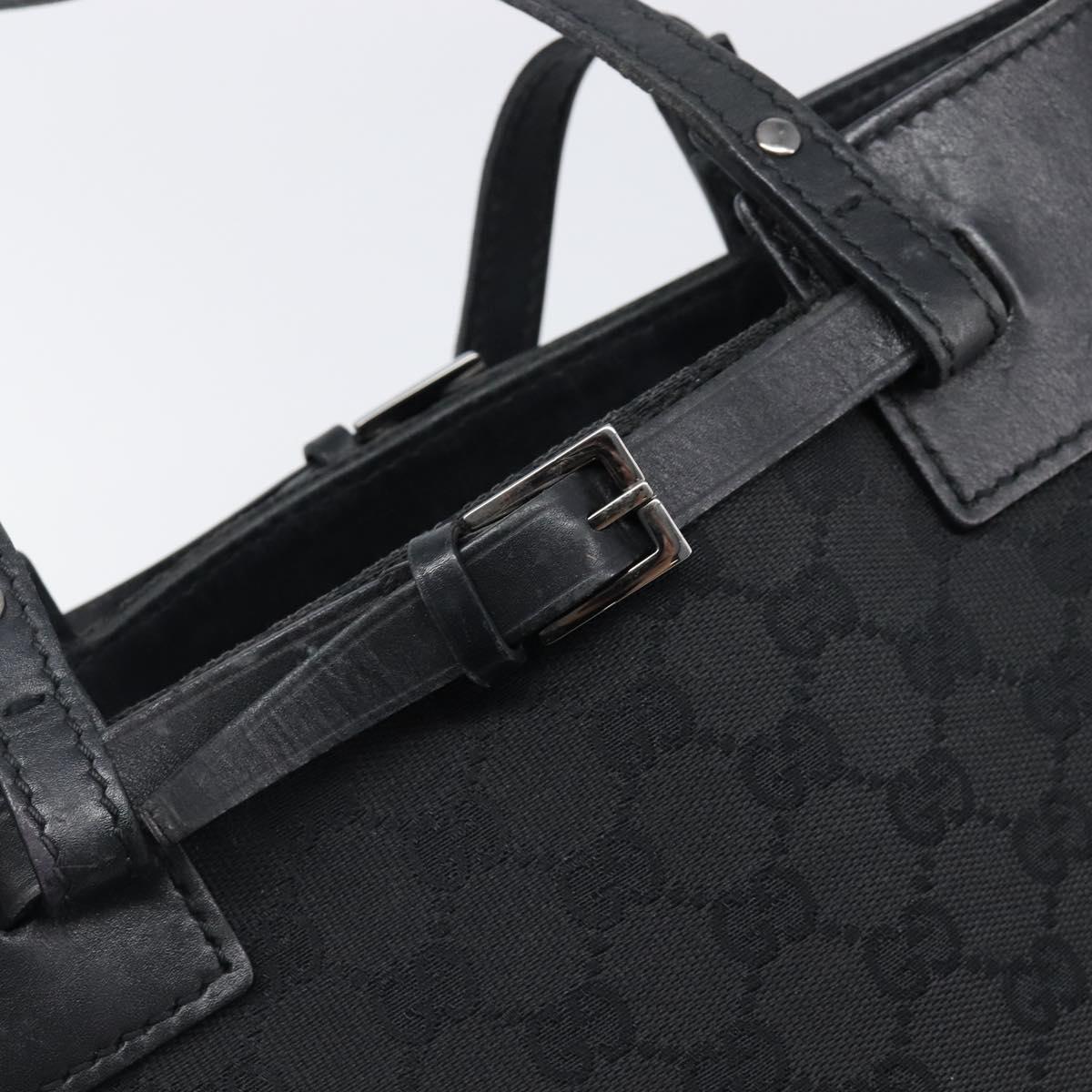 GUCCI GG Canvas Tote Bag Black Silver 107757 Auth 200686
