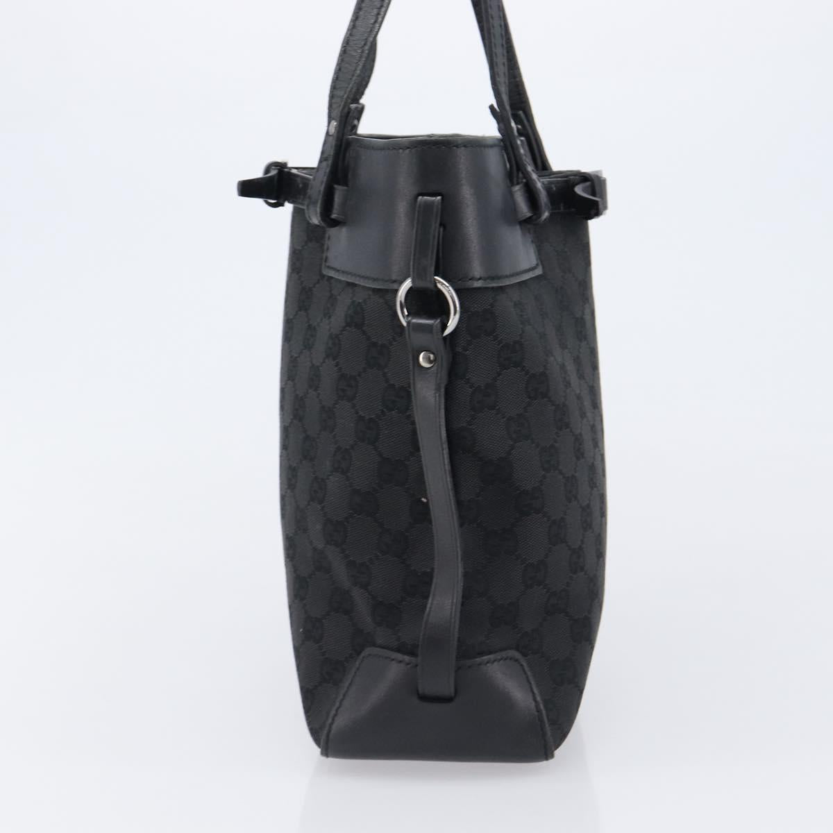 GUCCI GG Canvas Tote Bag Black Silver 107757 Auth 200686