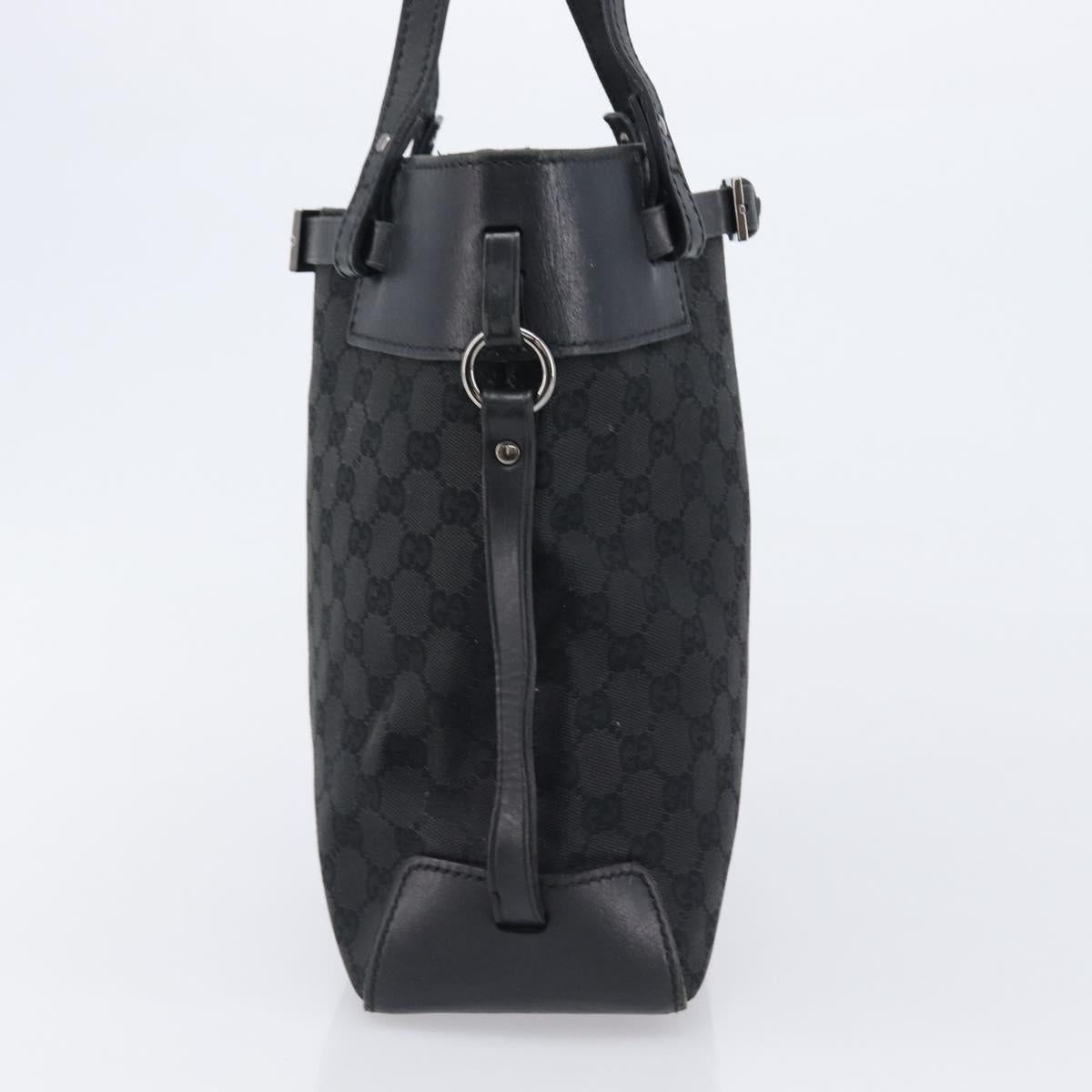 GUCCI GG Canvas Tote Bag Black Silver 107757 Auth 200686