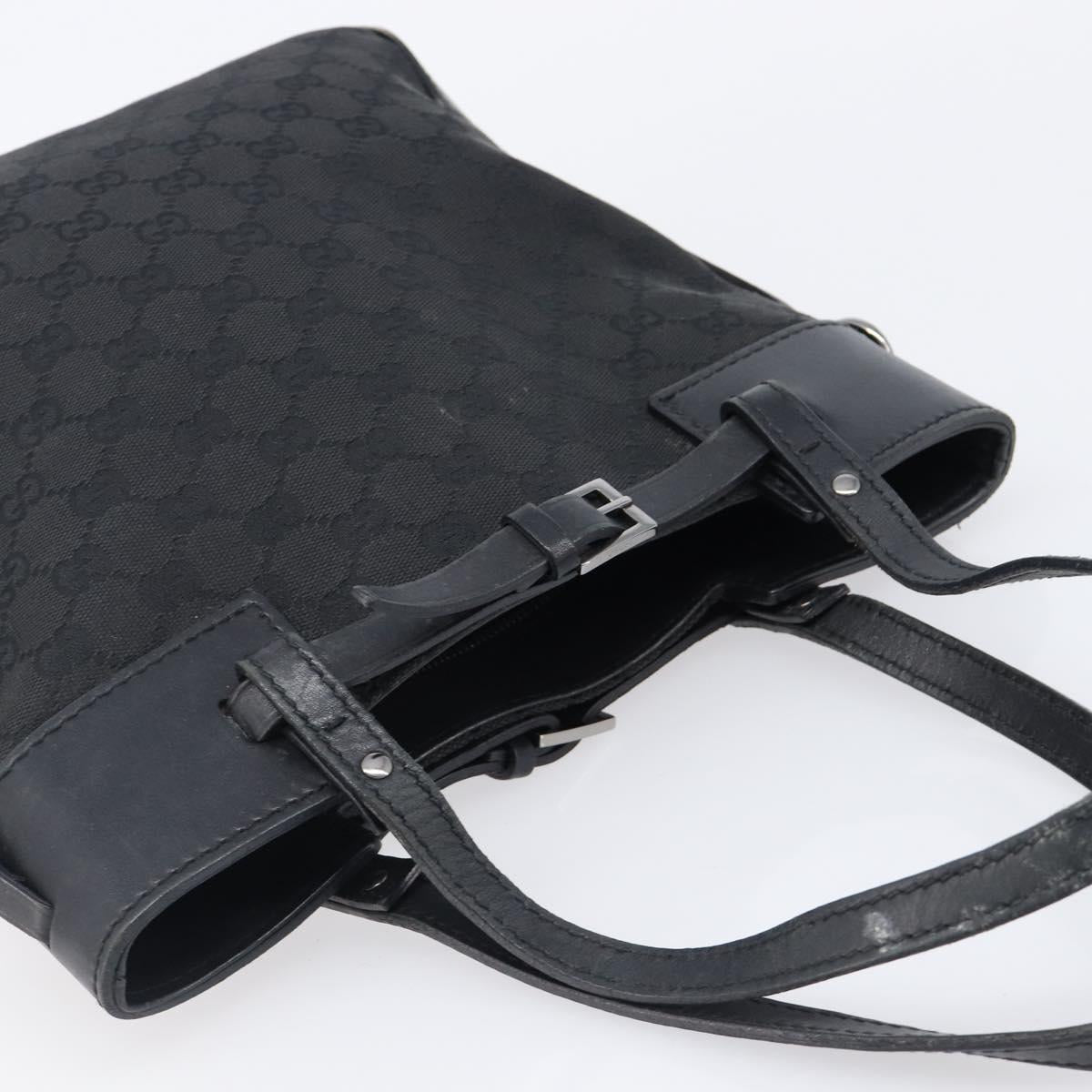GUCCI GG Canvas Tote Bag Black Silver 107757 Auth 200686