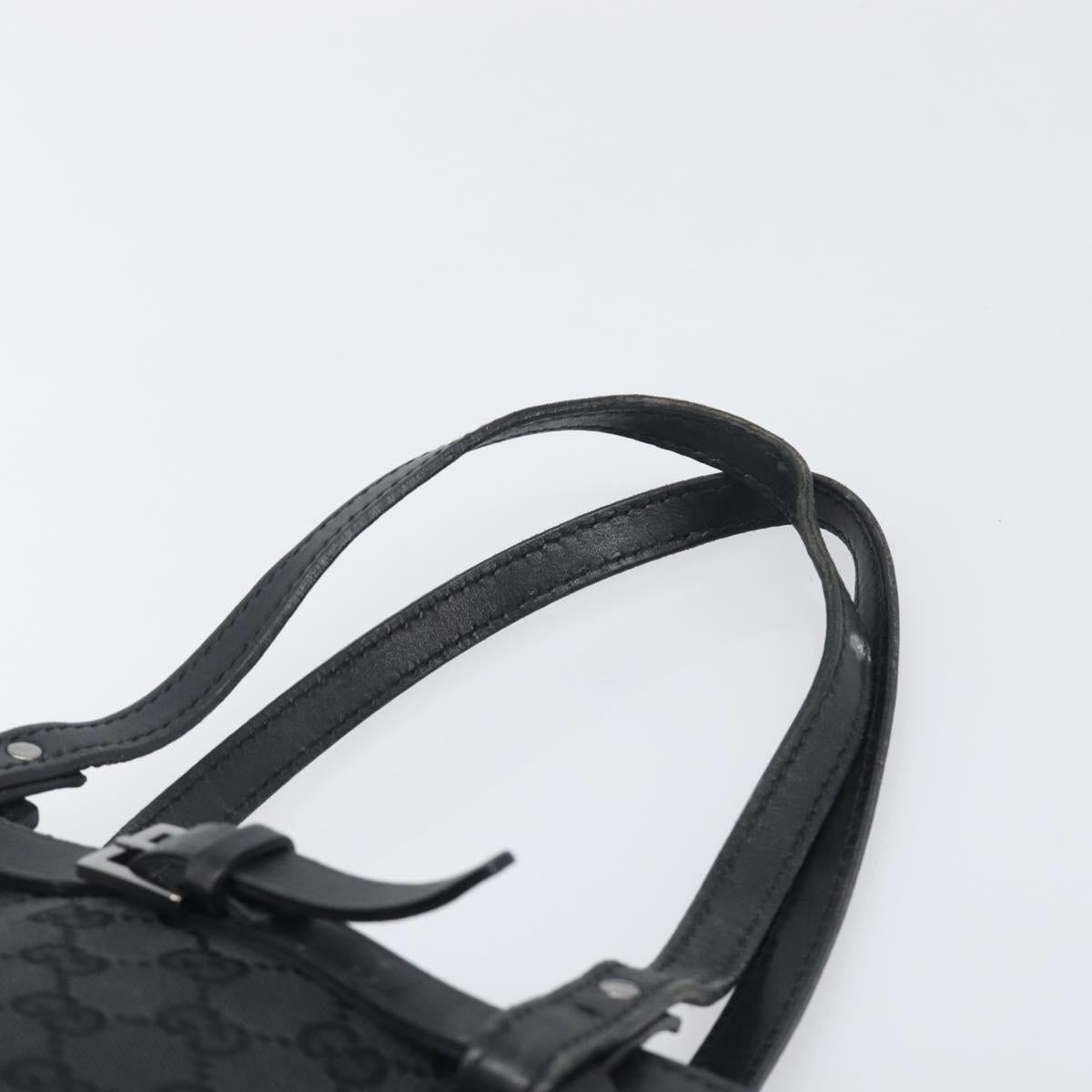 GUCCI GG Canvas Tote Bag Black Silver 107757 Auth 200686