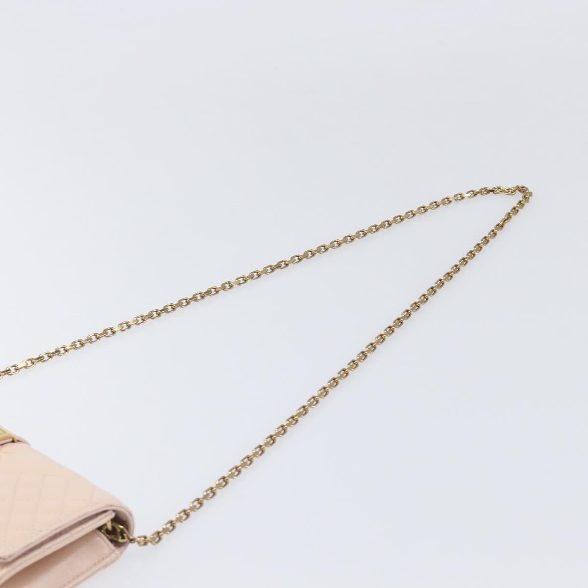 VERSACE Chain Shoulder Wallet Greca Goddess Leather Pink Gold Auth 200687V