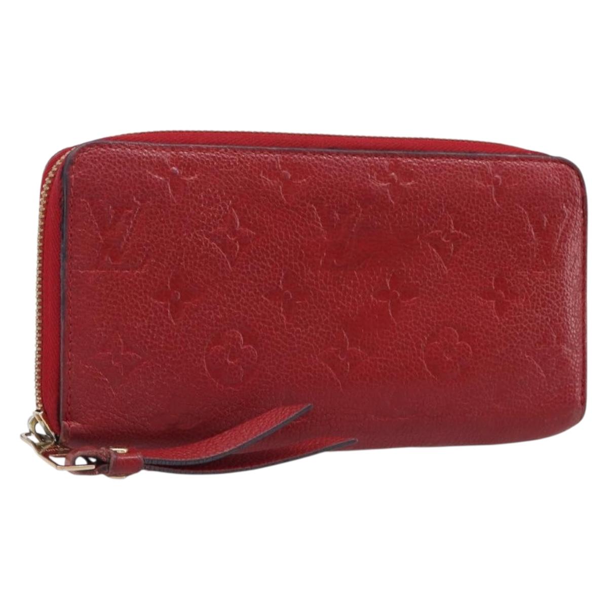 LOUIS VUITTON Monogram Empreinte Zippy Long Wallet Red M60737 LV Auth 200689
