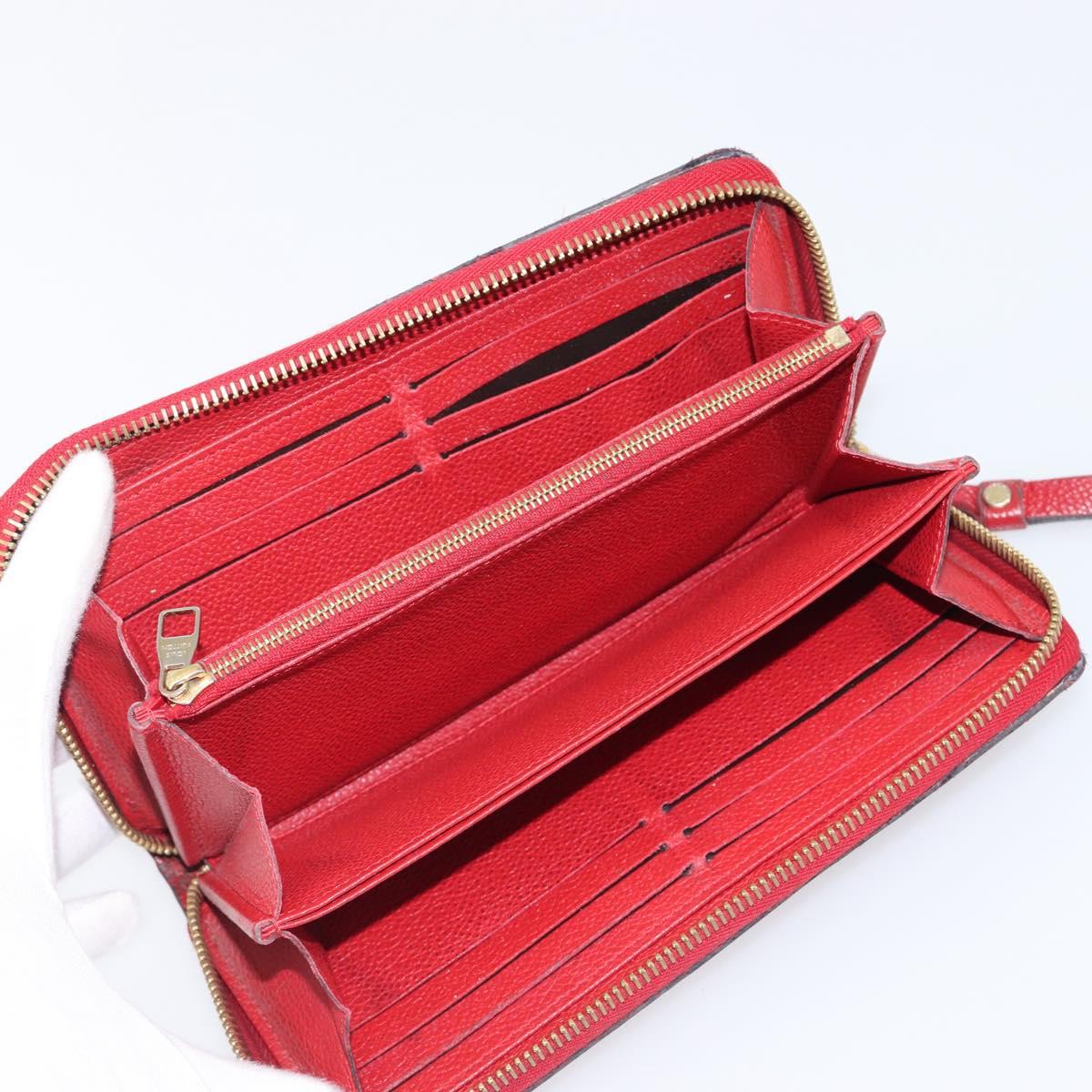 LOUIS VUITTON Monogram Empreinte Zippy Long Wallet Red M60737 LV Auth 200689