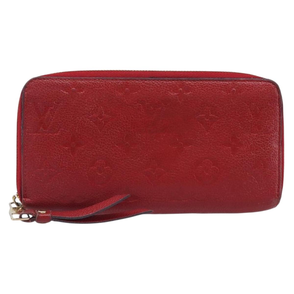 LOUIS VUITTON Monogram Empreinte Zippy Long Wallet Red M60737 LV Auth 200689