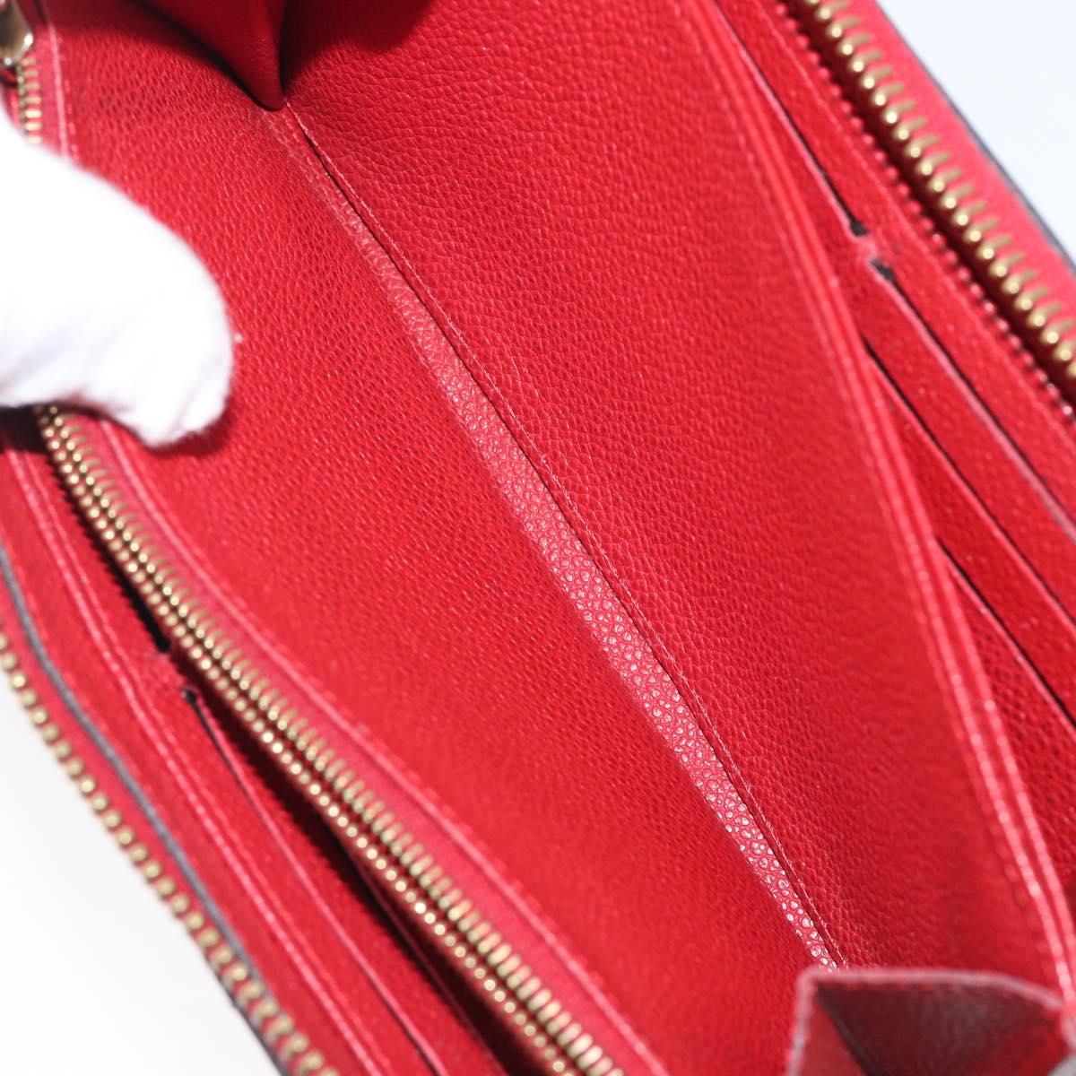LOUIS VUITTON Monogram Empreinte Zippy Long Wallet Red M60737 LV Auth 200689