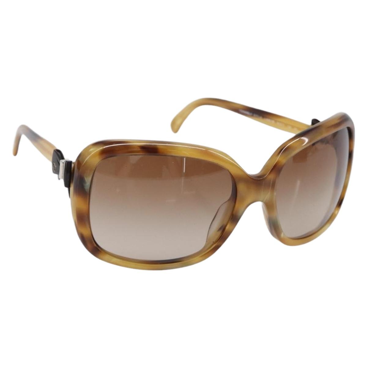 CHANEL Sunglasses plastic Beige CC Auth 200690A
