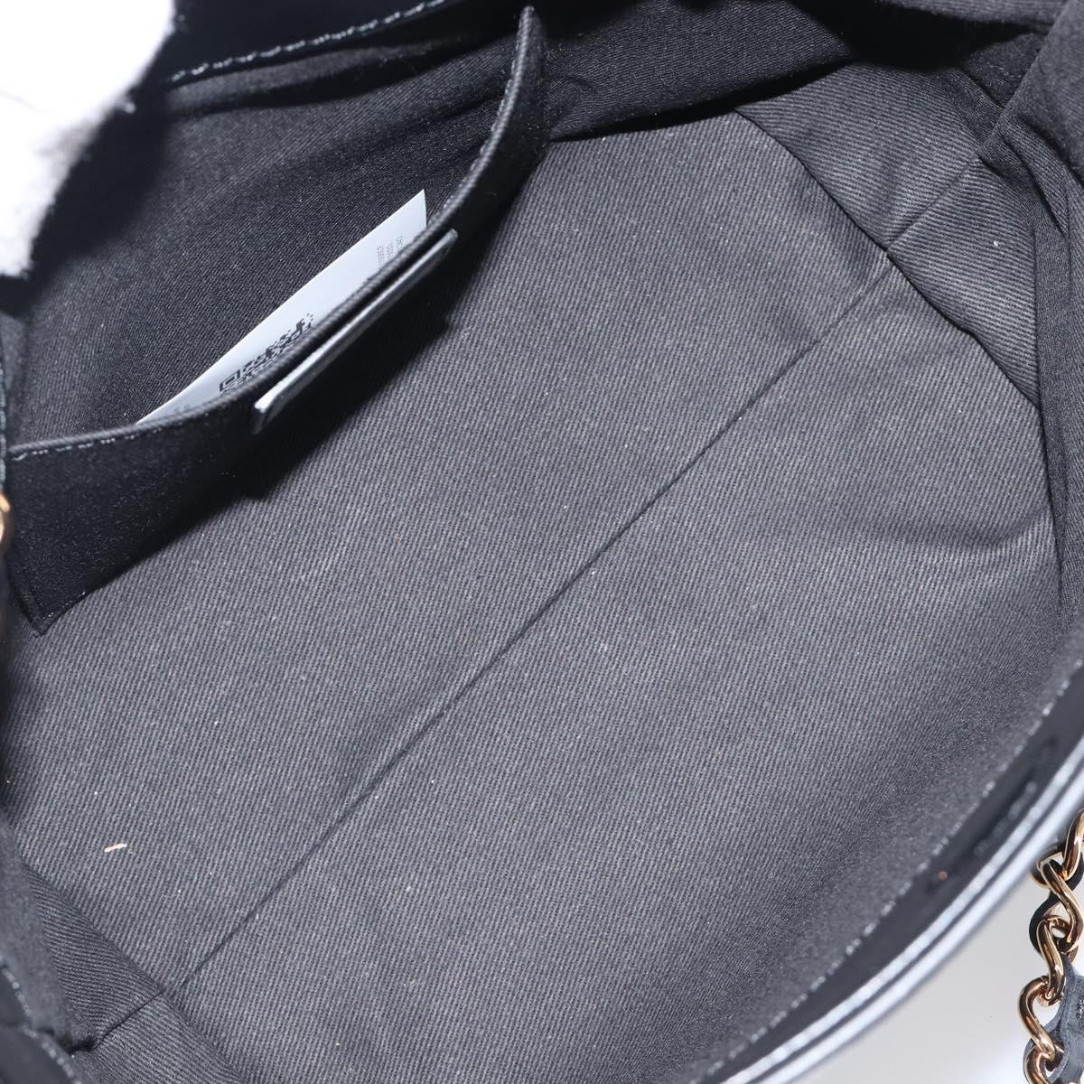 VERSACE Chain Shoulder Bag Leather Black Gold Auth 200691V