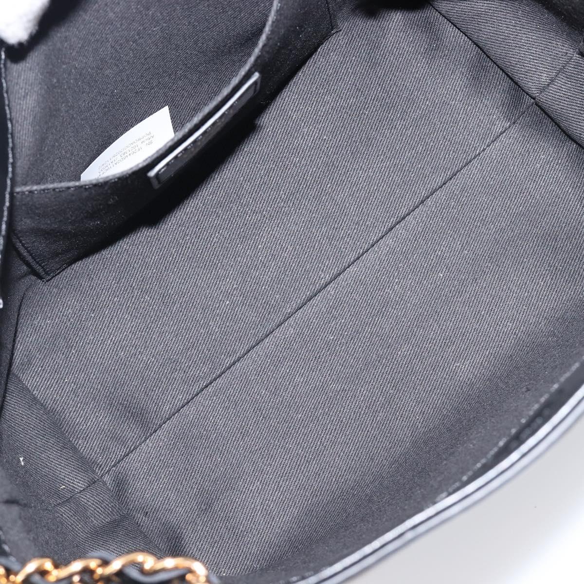 VERSACE Chain Shoulder Bag Leather Black Gold Auth 200693V