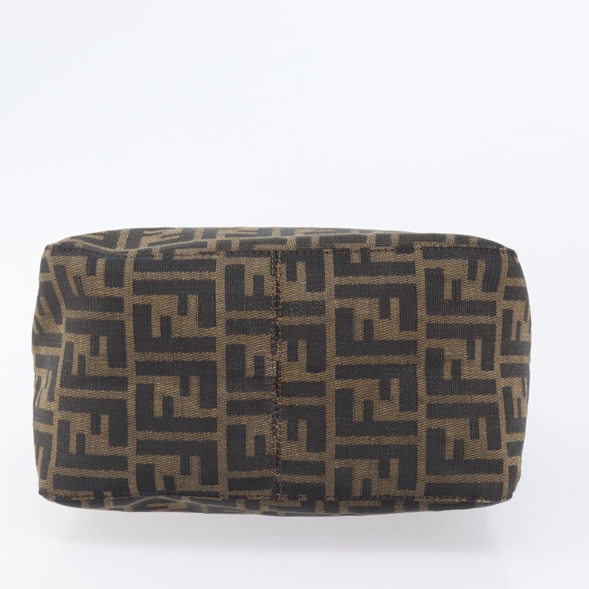 FENDI Zucca Canvas Mamma Baguette Shoulder Bag Black Brown Auth 200694V