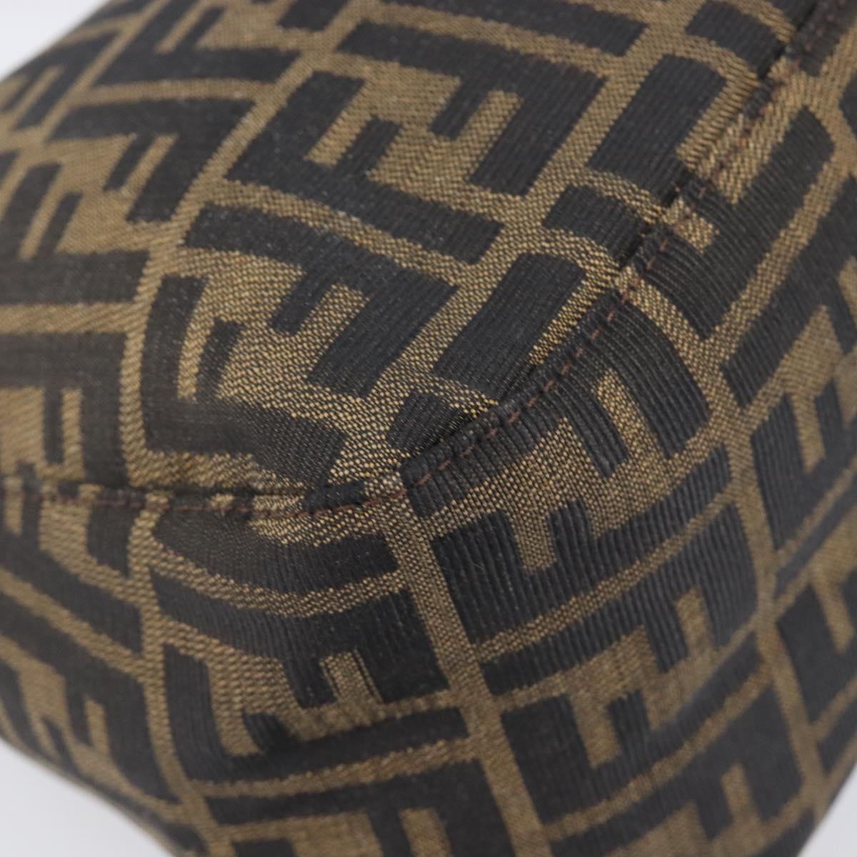 FENDI Zucca Canvas Mamma Baguette Shoulder Bag Black Brown Auth 200694V