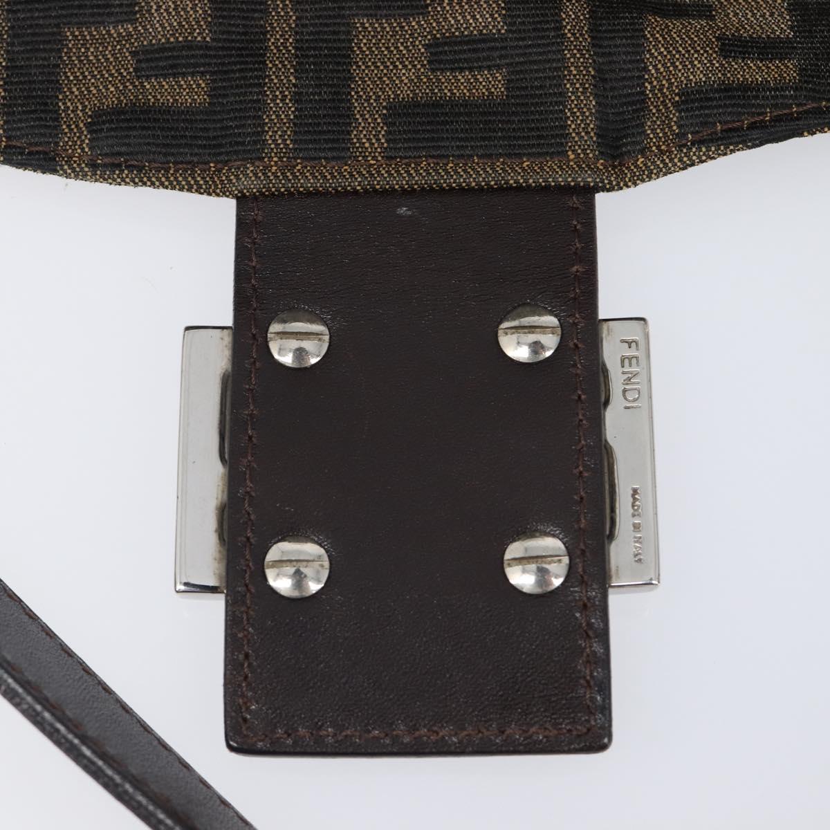 FENDI Zucca Canvas Mamma Baguette Shoulder Bag Black Brown Auth 200694V