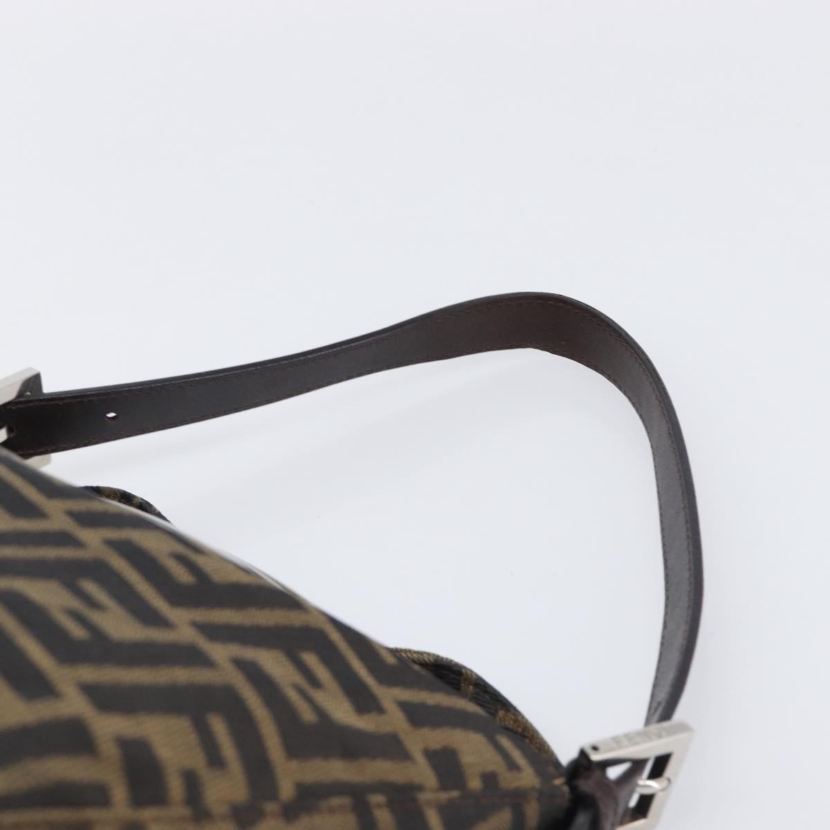 FENDI Zucca Canvas Mamma Baguette Shoulder Bag Black Brown Auth 200694V